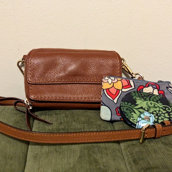 Vera Bradley Handbags - Vera Bradley Bundle Leather Mallory Crossbody Purse Bag Coin card wallet Mirror
